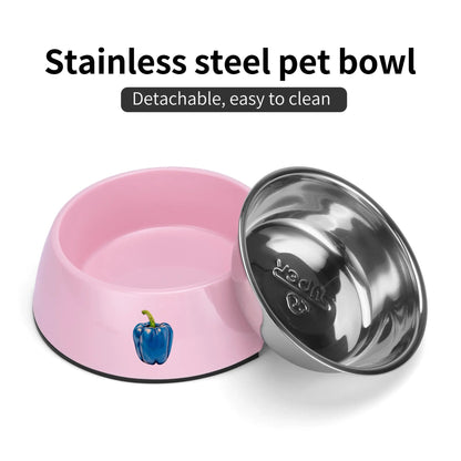 Pepper Blue© Retro Super Strong Safe Stainless Steel Dog Bowl Pet Bowl