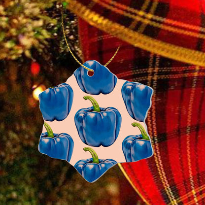 Pepper Blue© Personalized Snowflake Ceramic Ornaments (1pc, 3pcs, 5pcs, 10pcs) In Blue