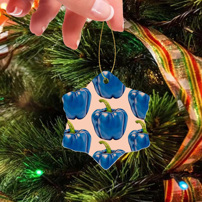 Pepper Blue© Personalized Snowflake Ceramic Ornaments (1pc, 3pcs, 5pcs, 10pcs) In Blue