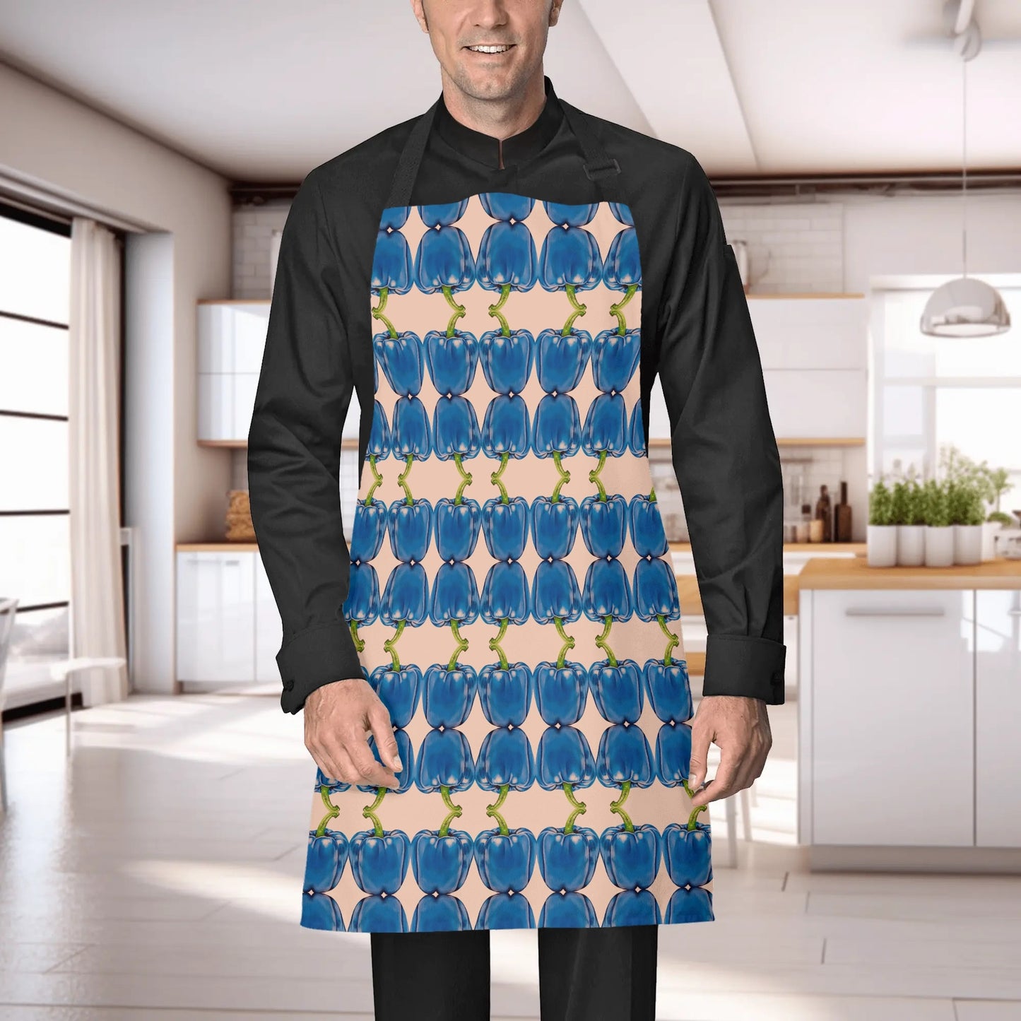 Pepper Blue© Eye Catching Chef Elite Apron In Cream