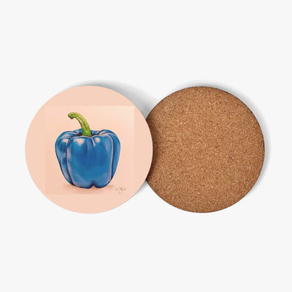 Pepper Blue© Cream Chic Posh Wood Coaster Set