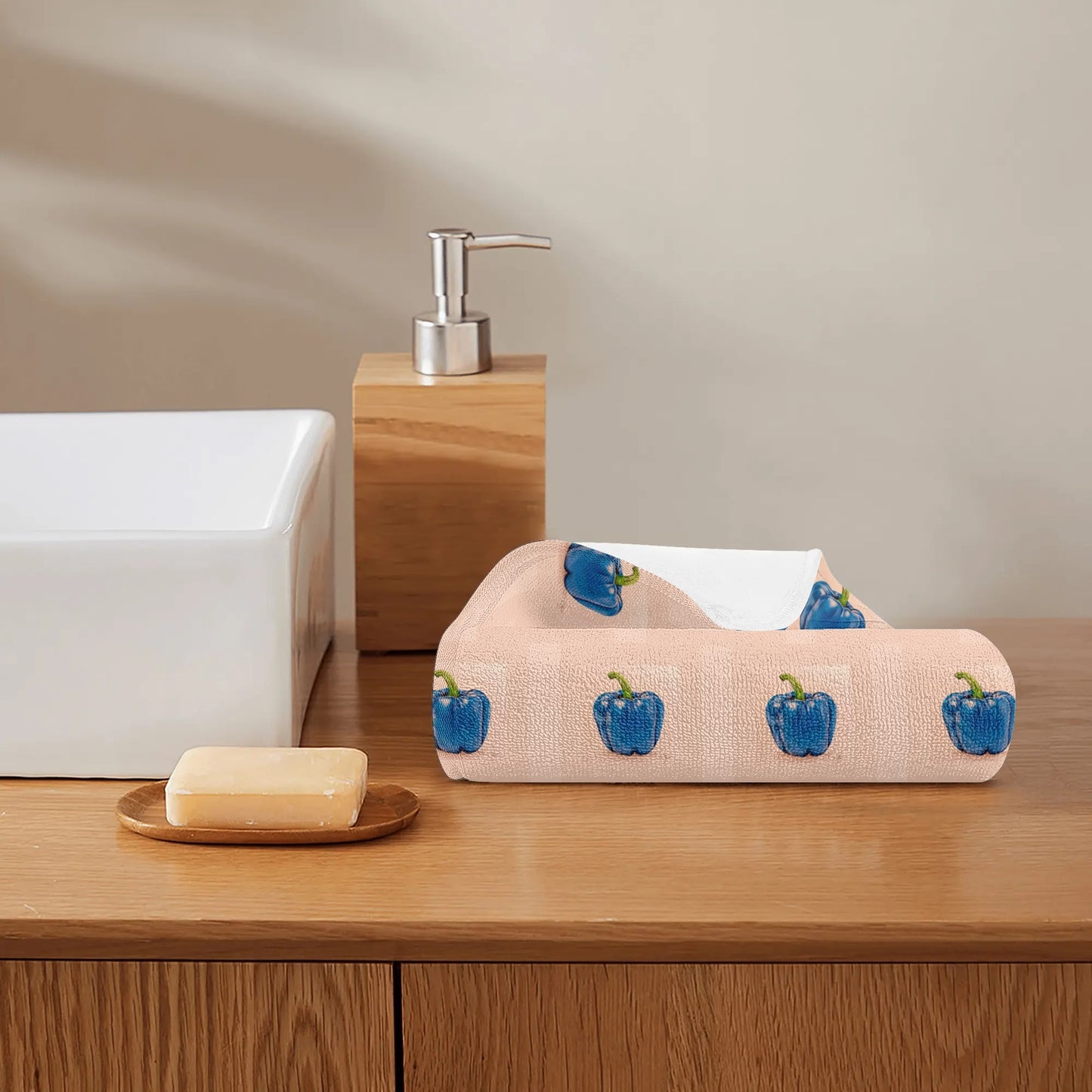 Pepper Blue© Cream Soft Lux Fancy Home Guest Towel