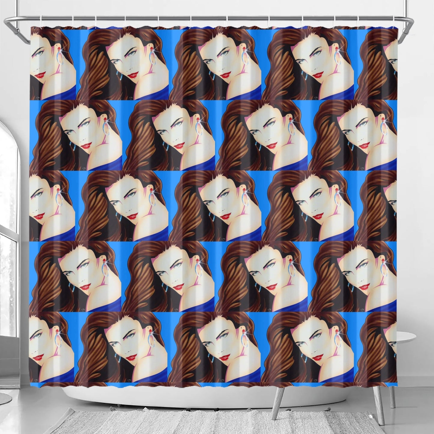 Lady Print© Cream Easy Use Anti Mold Shower Curtain