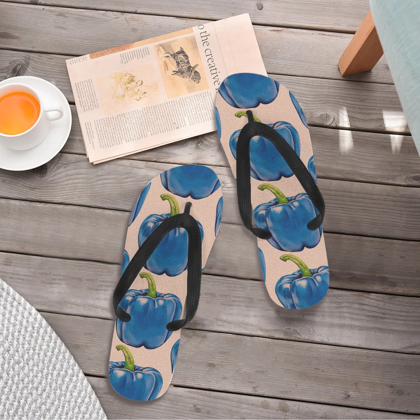 Pepper Blue© Cream Comfort Unisex Flip Flops