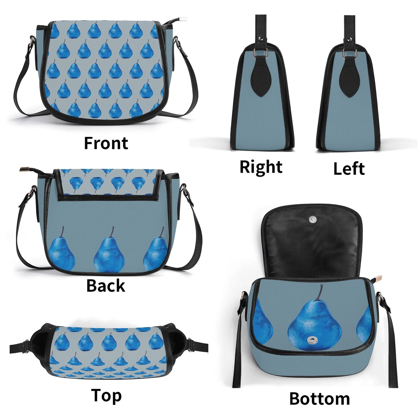 Pear Blue© New Version Euro Soft PU Leather Saddle Bag