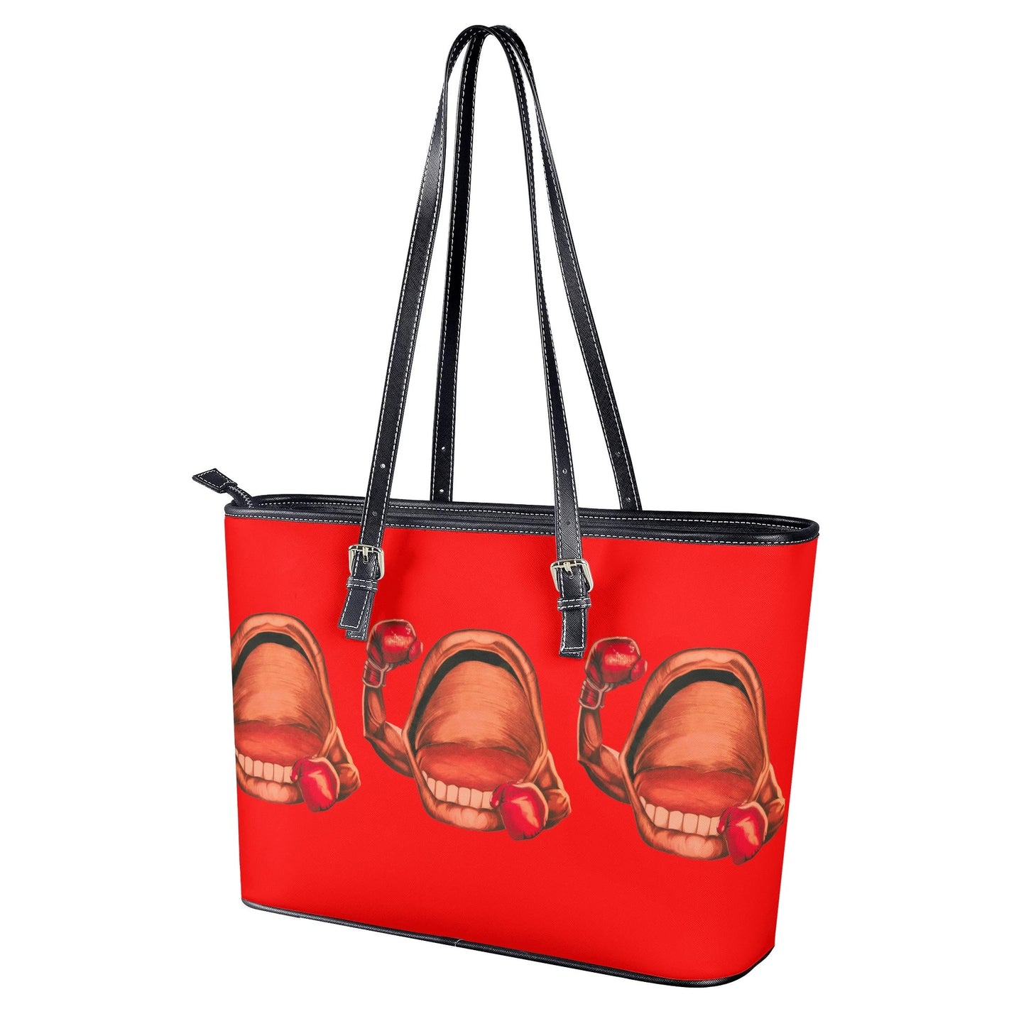 Power Punch© Red Ready Fashion City Chic Euro Lux PU Leather Tote Bag