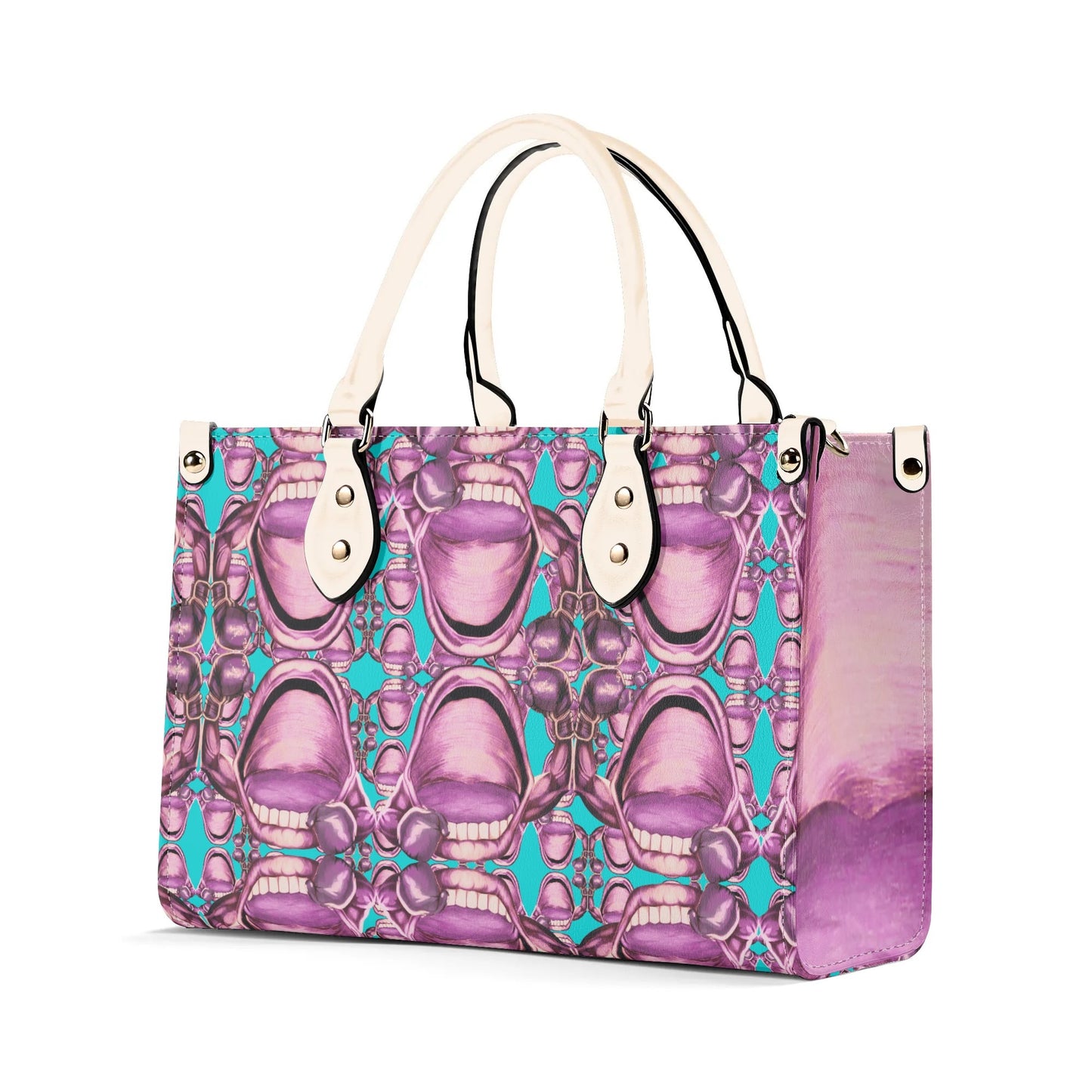 Power Punch© Miami Bold Select Style Luxury Euro Soft PU Leather Handbag In Blue Pink Devine