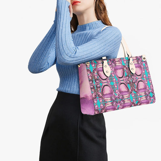 Power Punch© Miami Bold Select Style Luxury Euro Soft PU Leather Handbag In Blue Pink Devine