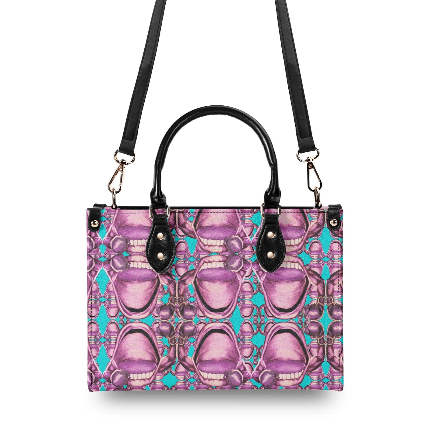 Power Punch© Miami Bold Select Style Luxury Euro Soft PU Leather Handbag In Blue Pink Devine