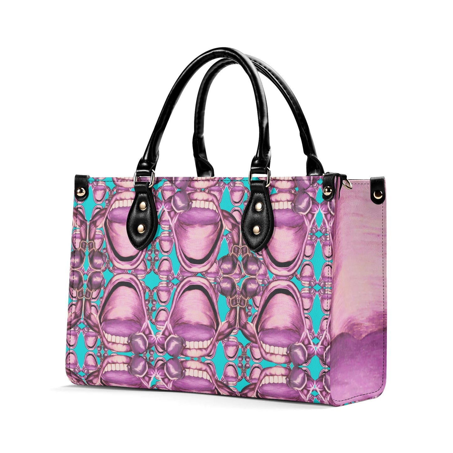 Power Punch© Miami Bold Select Style Luxury Euro Soft PU Leather Handbag In Blue Pink Devine