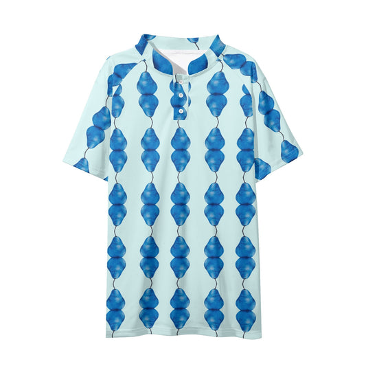 Pear Blue© Mens Button Up Short Sleeve Golf Tennis T-Shirts Casual Business Polo Shirts