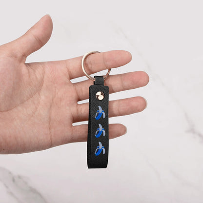 Banana Blue© Swiss Maker Handcrafted Leather Loop Keychain