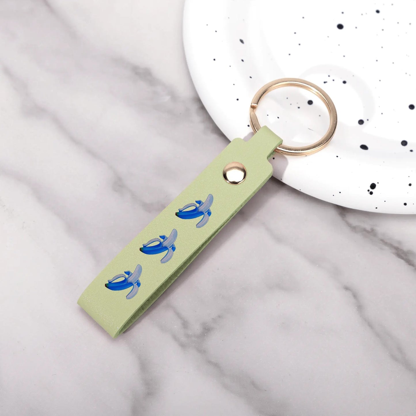 Banana Blue© Swiss Maker Handcrafted Leather Loop Keychain