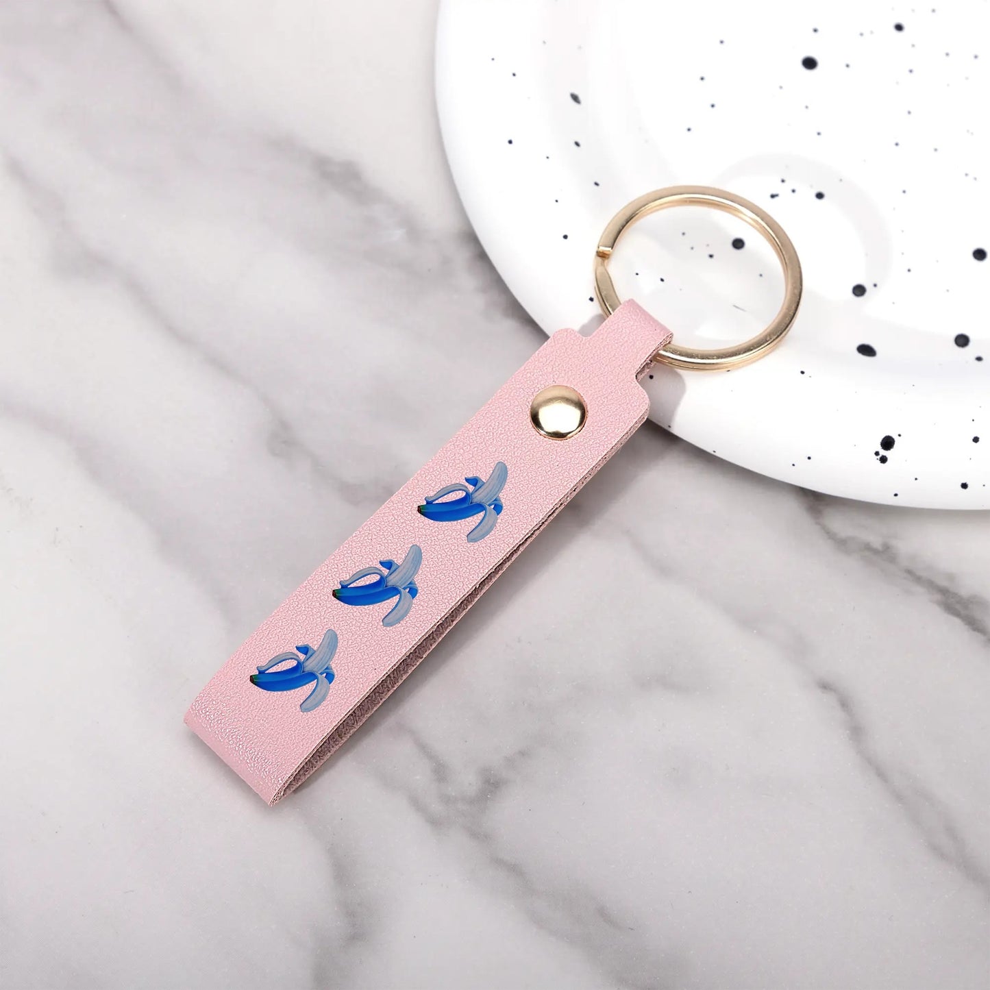 Banana Blue© Swiss Maker Handcrafted Leather Loop Keychain