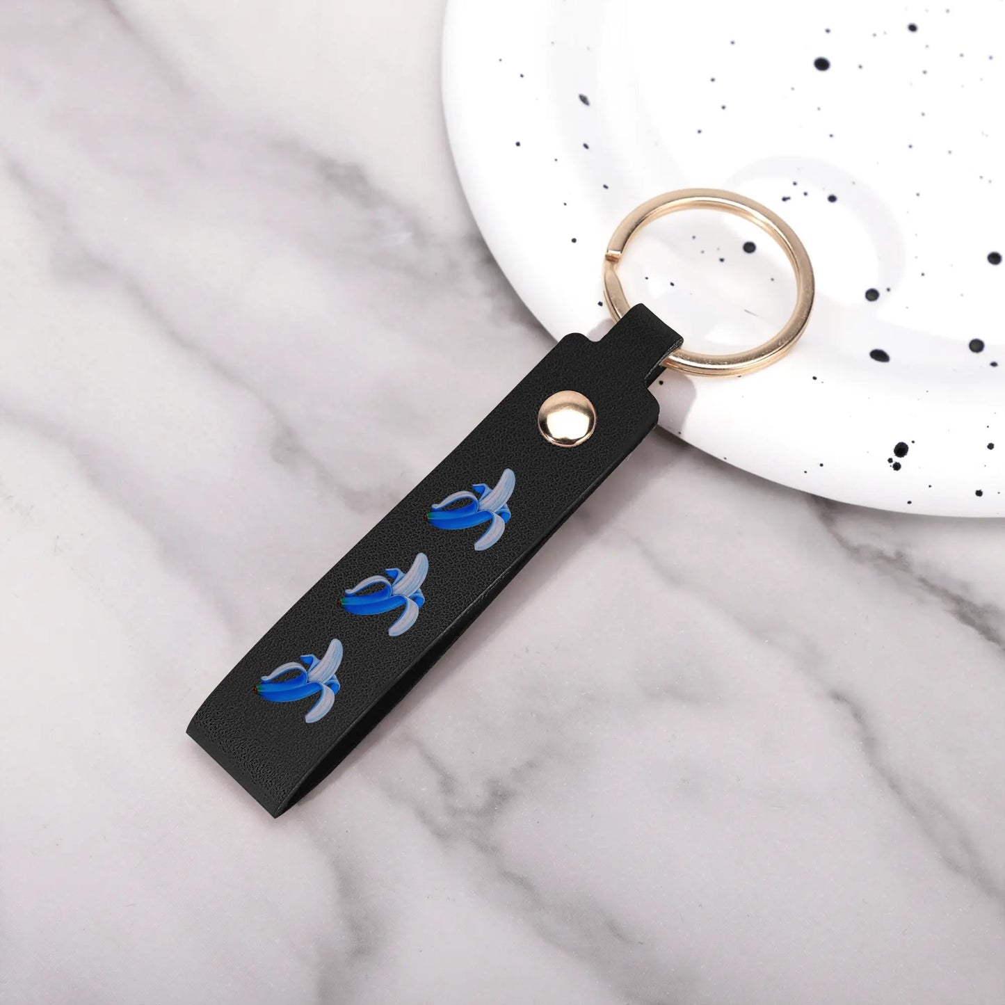 Banana Blue© Swiss Maker Handcrafted Leather Loop Keychain