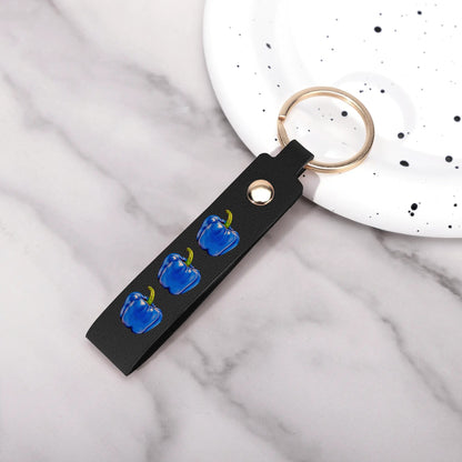 Pepper Blue© Swiss Maker Handcrafted Leather Loop Keychain