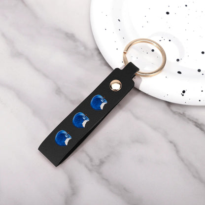 Apple Blue© Swiss Maker Handcrafted Leather Loop Keychain