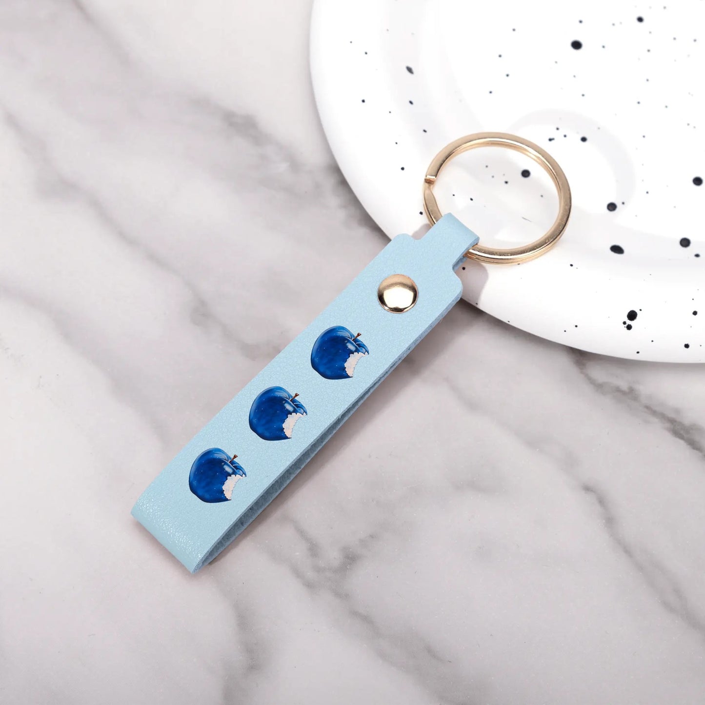 Apple Blue© Swiss Maker Handcrafted Leather Loop Keychain