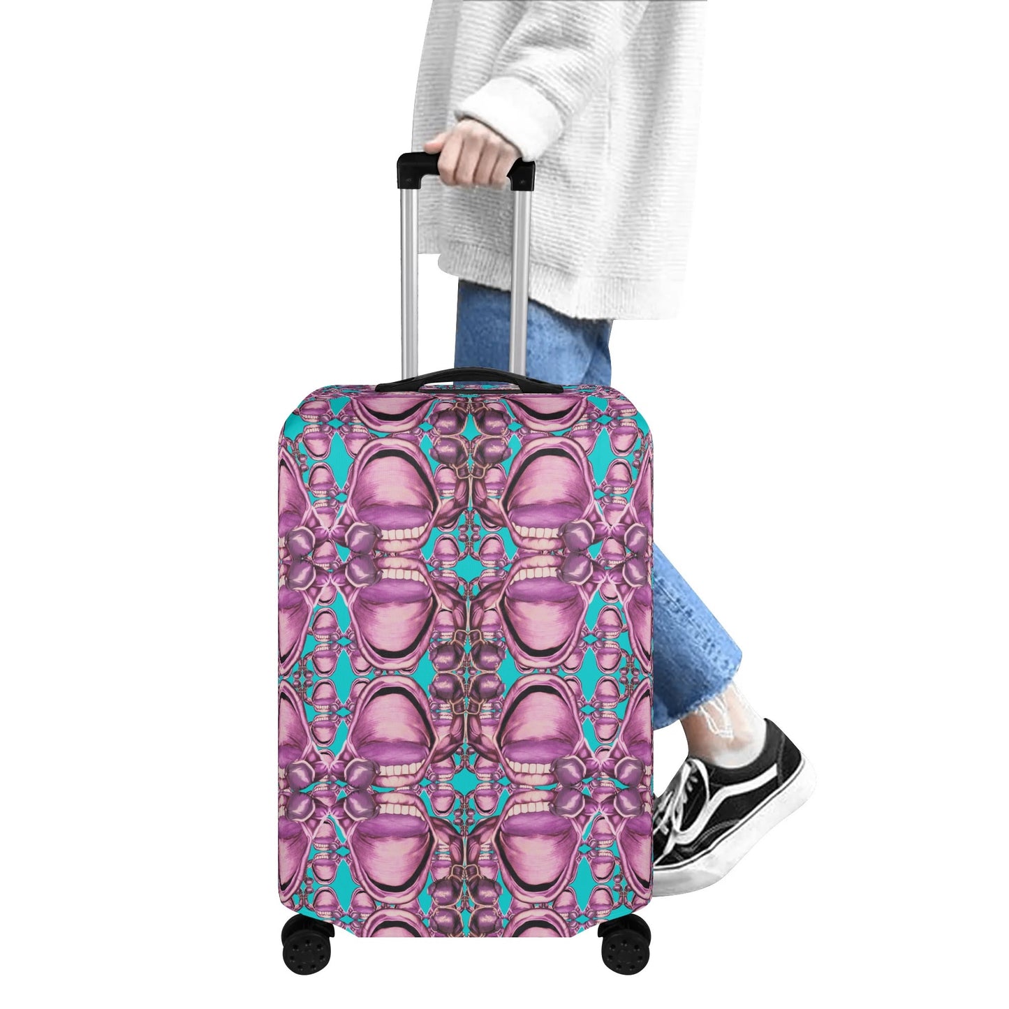 Power Punch© Limited Edition Pop World Traveler Simple Duty Strong Flex Polyester Luggage Cover In Hibiscus