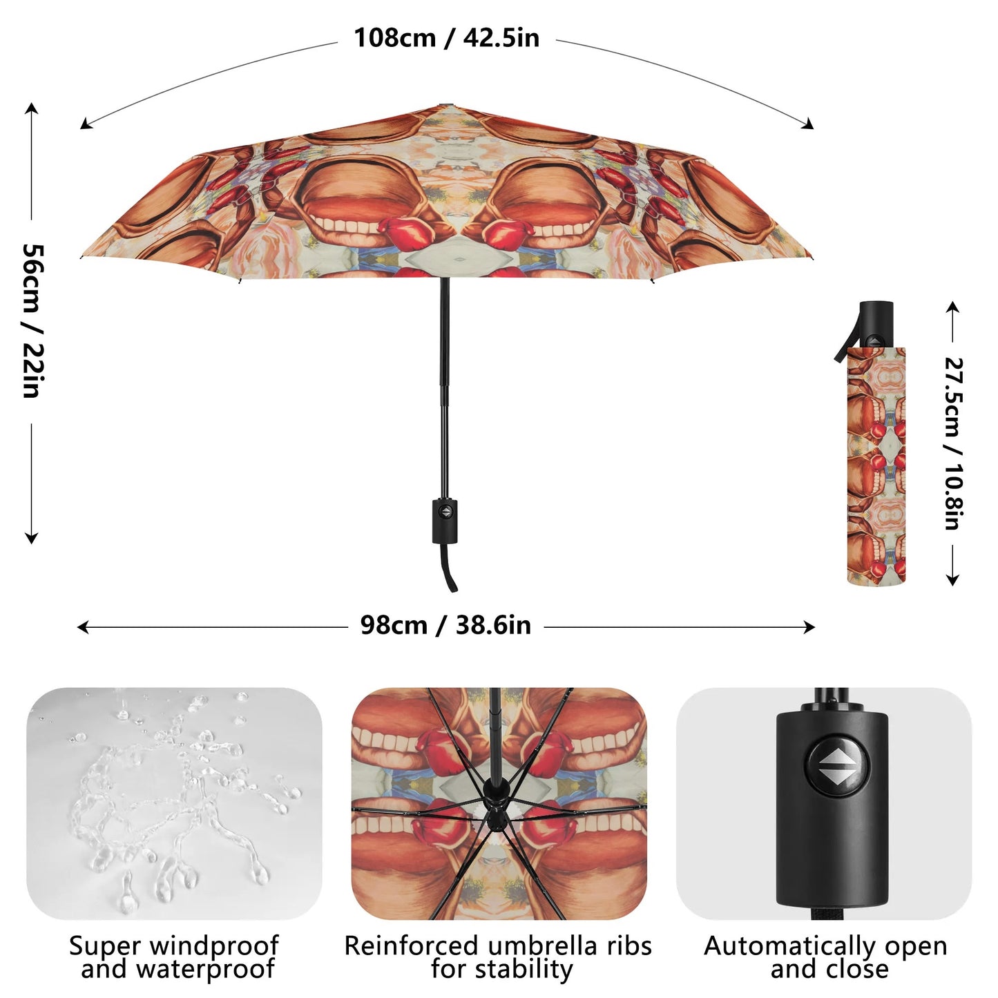 Power Punch© Lightweight Auto Open & Close Umbrella