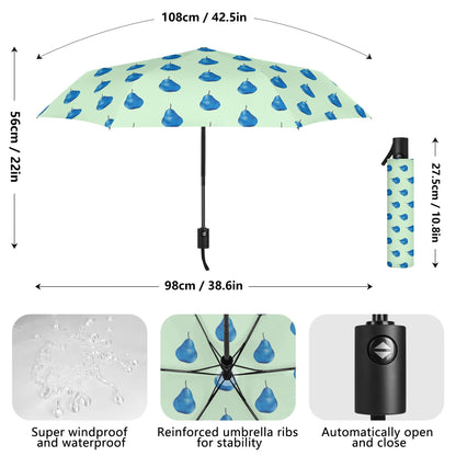 Pear Blue© Lightweight Auto Open & Close Umbrella