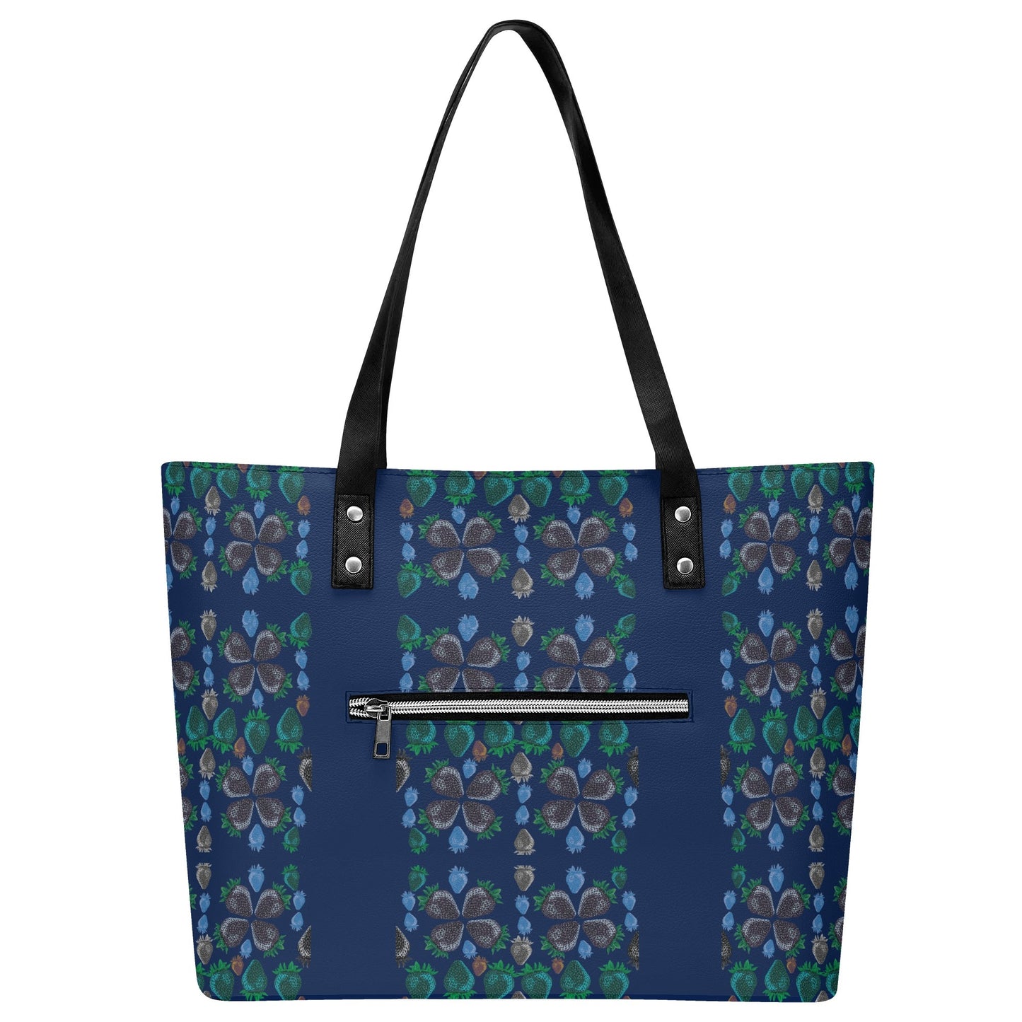 Concord Strawberry© Euro Soft Lux PU Leather Tote Bag In Napa Navy