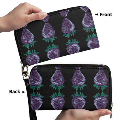 Concord Strawberry© Icon Blue Sea Soft Italian PU Leather Zipper Wallet In Dark Knight