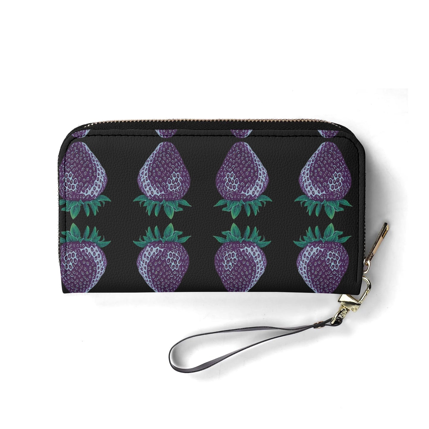 Concord Strawberry© Icon Blue Sea Soft Italian PU Leather Zipper Wallet In Dark Knight