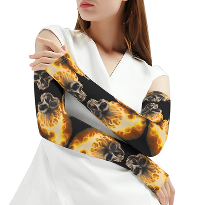 Skull Candy© Blazing Fire Sugar And Spice Halloween Cooling Arm Sleeves Arm Cover for UV Sun Protection