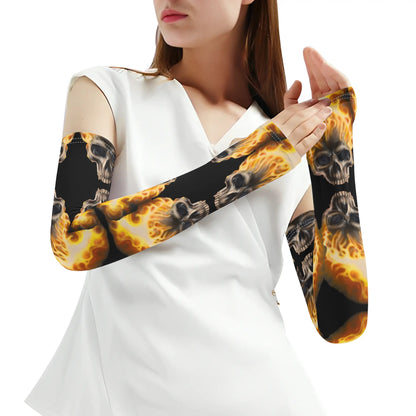 Skull Candy© Blazing Fire Sugar And Spice Halloween Cooling Arm Sleeves Arm Cover for UV Sun Protection