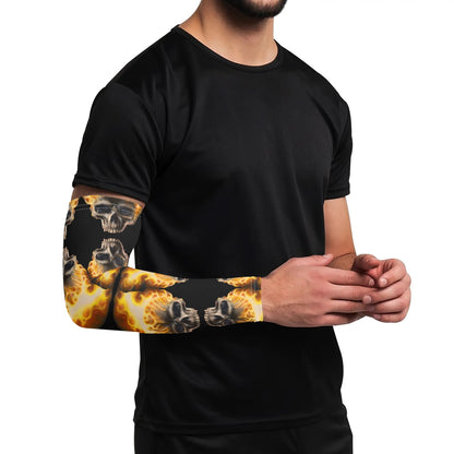 Skull Candy© Blazing Fire Sugar And Spice Halloween Cooling Arm Sleeves Arm Cover for UV Sun Protection