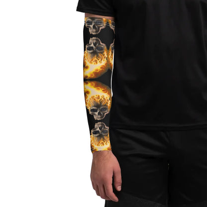 Skull Candy© Blazing Fire Sugar And Spice Halloween Cooling Arm Sleeves Arm Cover for UV Sun Protection