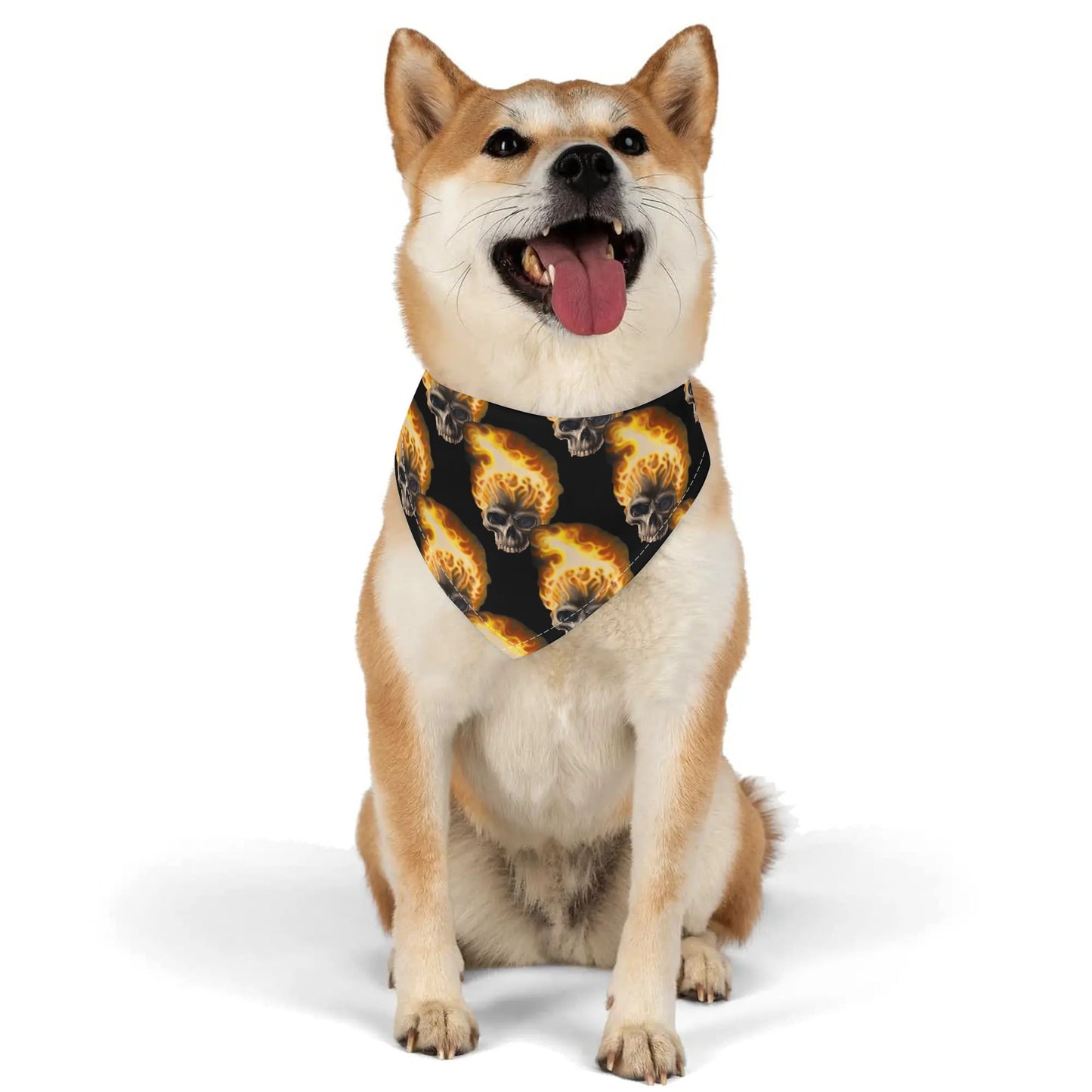 Skull Candy© Blazing Fire Sugar And Spice Halloween Scarf Pet Adjustable Bandanas for Dogs Cats