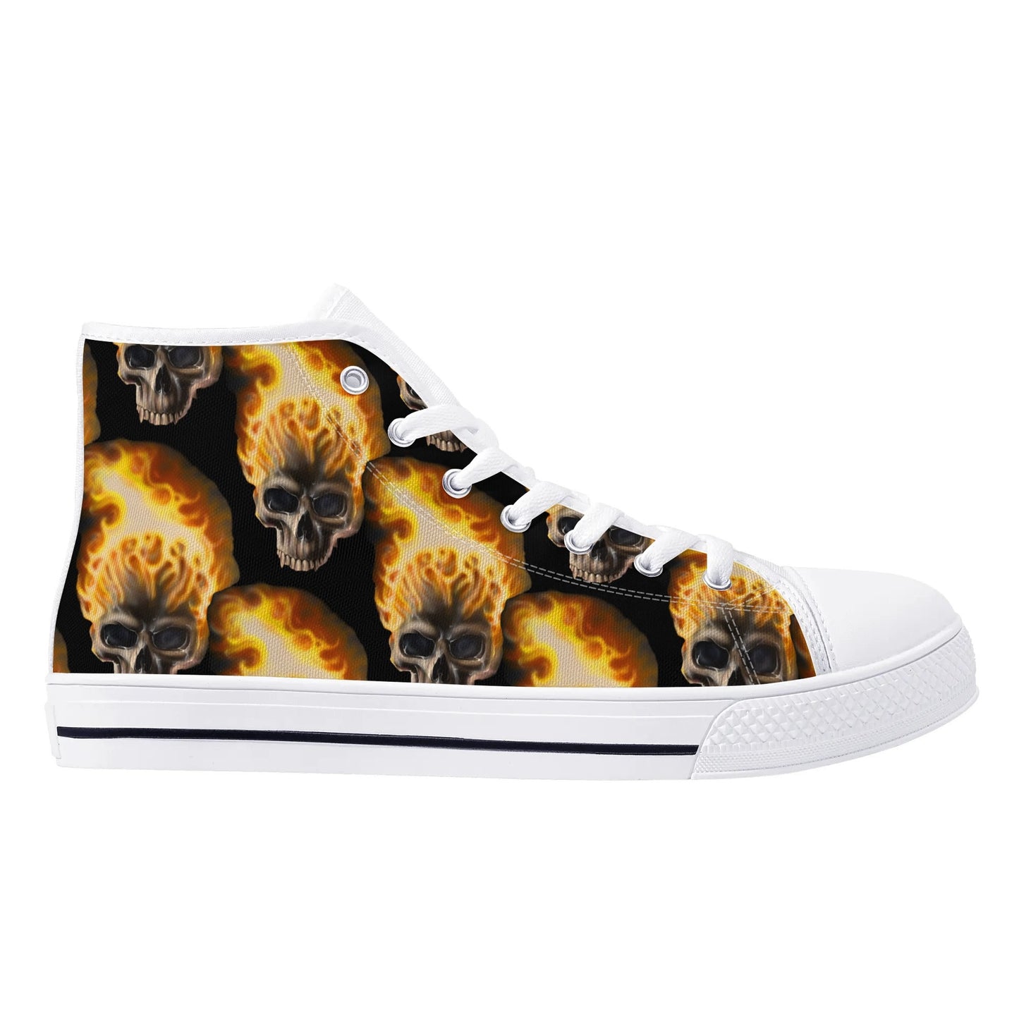 Skull Candy© Mens Rubber High Top Canvas Shoes In Scary Skull Burn