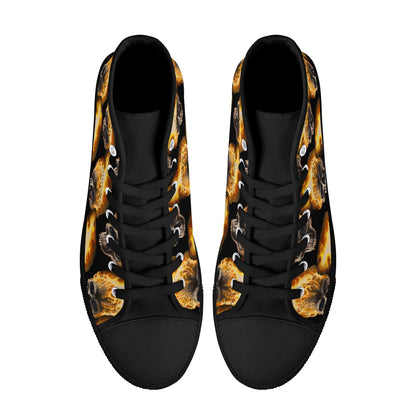 Skull Candy© Mens Rubber High Top Canvas Shoes In Scary Skull Burn