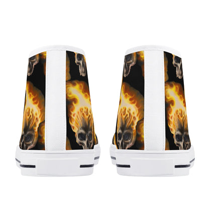 Skull Candy© Mens Rubber High Top Canvas Shoes In Scary Skull Burn