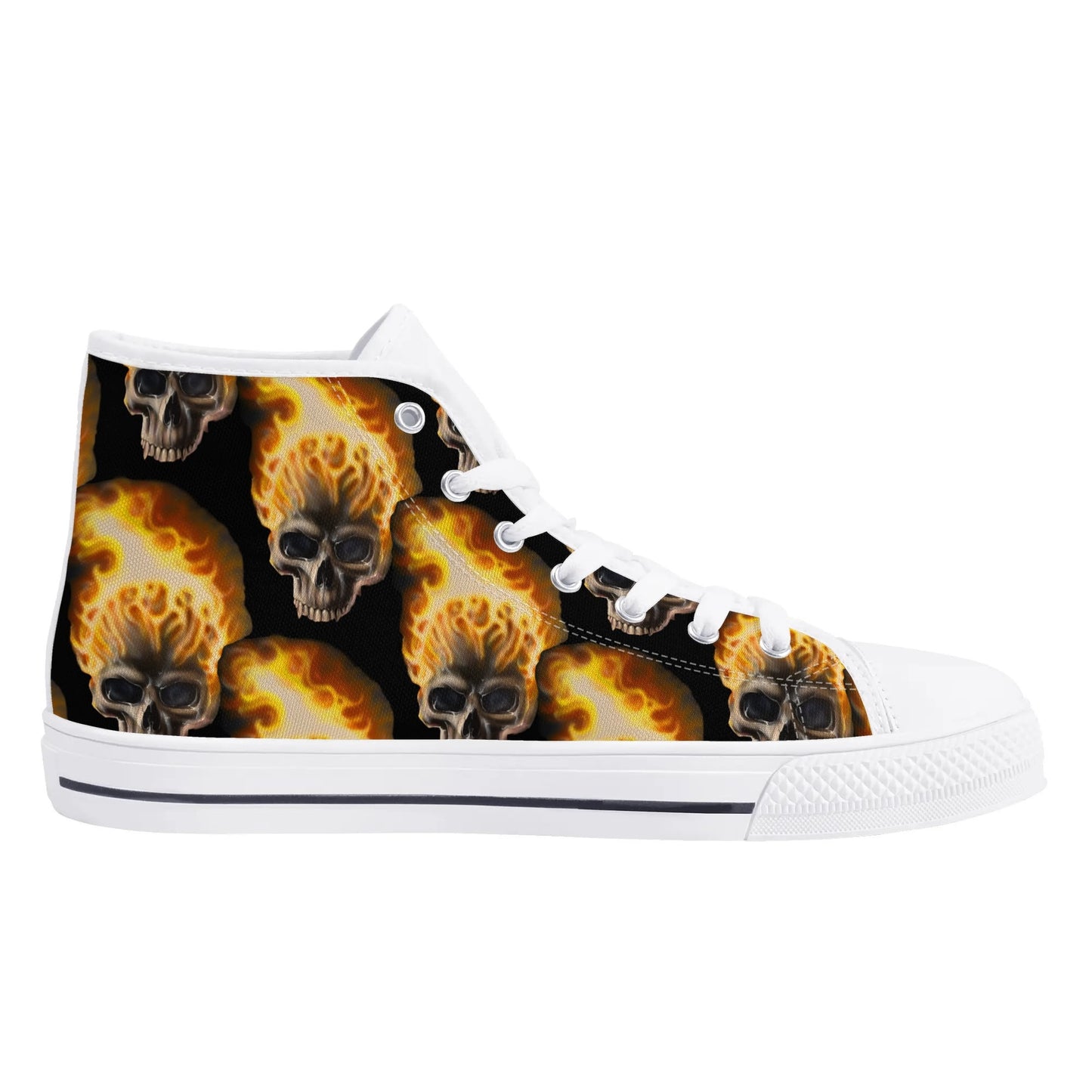 Skull Candy© Mens Rubber High Top Canvas Shoes In Scary Skull Burn