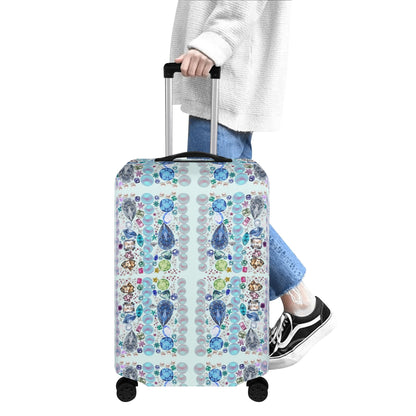 Gigi In Aruba© Limited Edition Pop World Traveler Simple Duty Strong Flex Polyester Luggage Cover In Mermaid Pearl Gem Sea Blue Jade