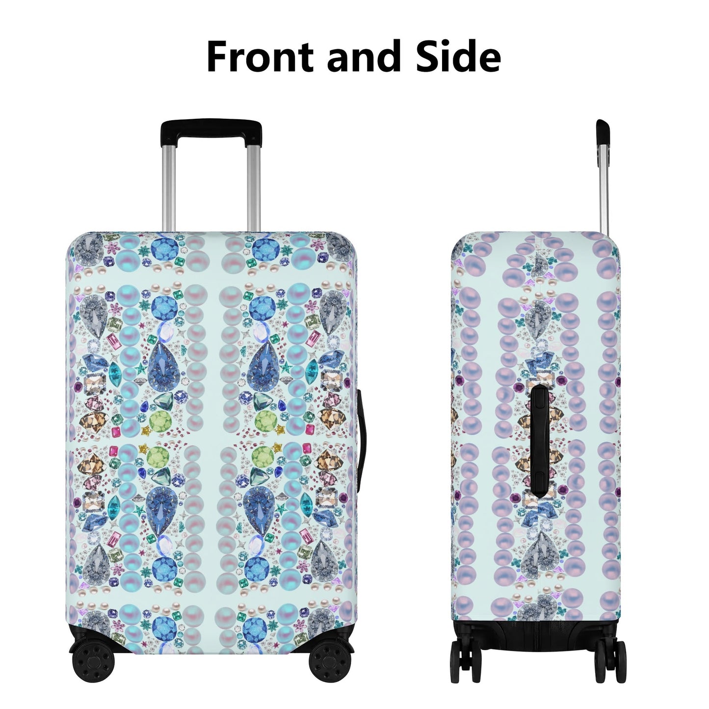 Gigi In Aruba© Limited Edition Pop World Traveler Simple Duty Strong Flex Polyester Luggage Cover In Mermaid Pearl Gem Sea Blue Jade