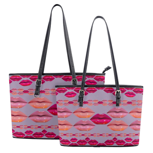 Lip Drip© By Luxturnal Pop Lux Euro Soft PU Leather Tote Bag In Brushed Rose