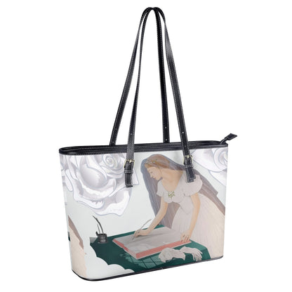 Future Mrs.© Bridal Celebration Euro Soft PU Leather Tote Bag In White Veil Rose