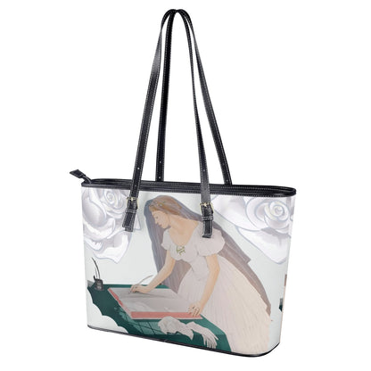 Future Mrs.© Bridal Celebration Euro Soft PU Leather Tote Bag In White Veil Rose