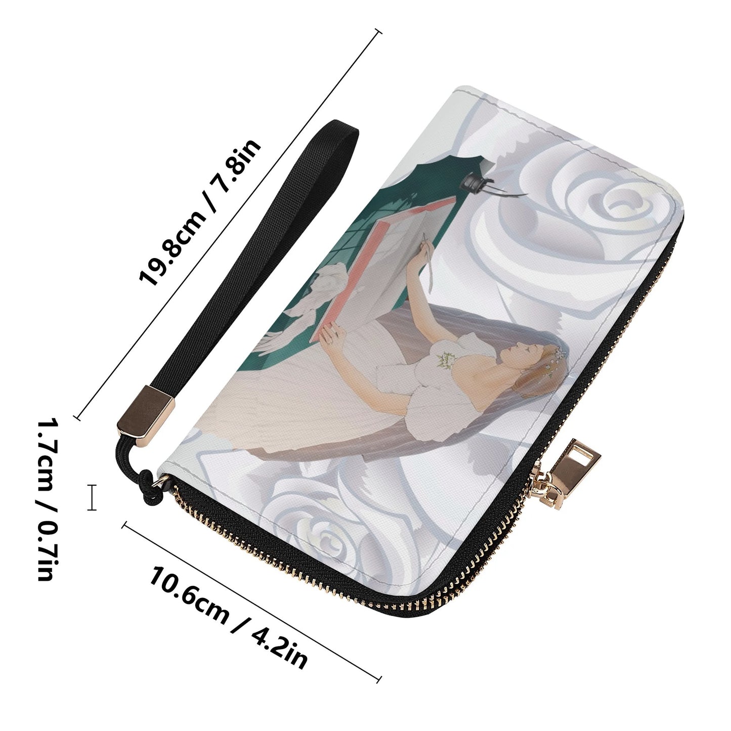 Future Mrs.© Lux Soft Leather Zipper Wristlet Wallet In White Silk Rose