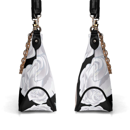 Future Mrs.© Lux Euro Soft PU Cross-body Bag With Chain Decoration In Tuxedo