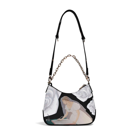 Future Mrs.© Lux Euro Soft PU Cross-body Bag With Chain Decoration In Tuxedo