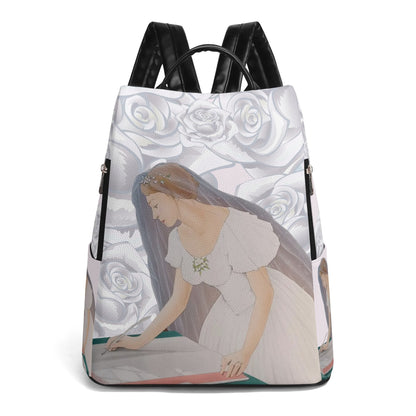 Future Mrs.© Euro Soft PU Daypack Anti-theft Backpack In Cream White Dove Pastel