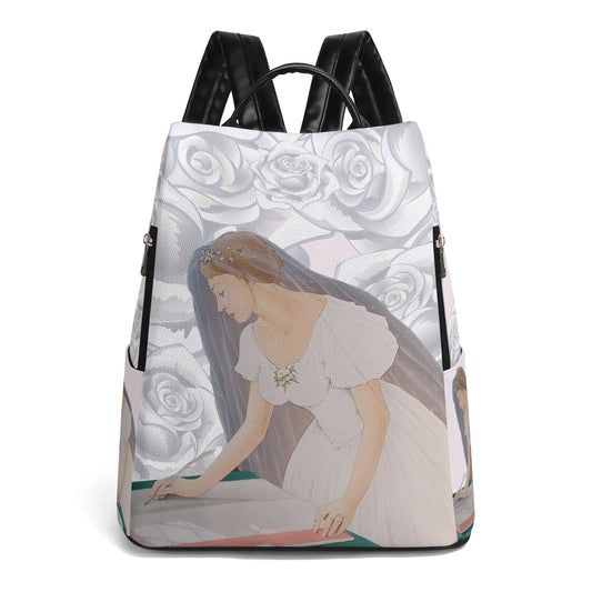 Future Mrs.© Euro Soft PU Daypack Anti-theft Backpack In Cream White Dove Pastel