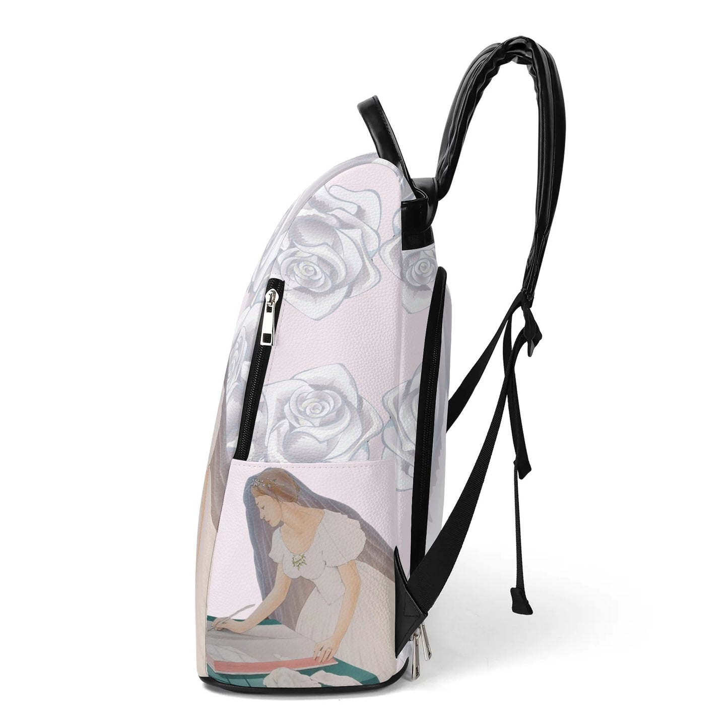 Future Mrs.© Euro Soft PU Daypack Anti-theft Backpack In Cream White Dove Pastel