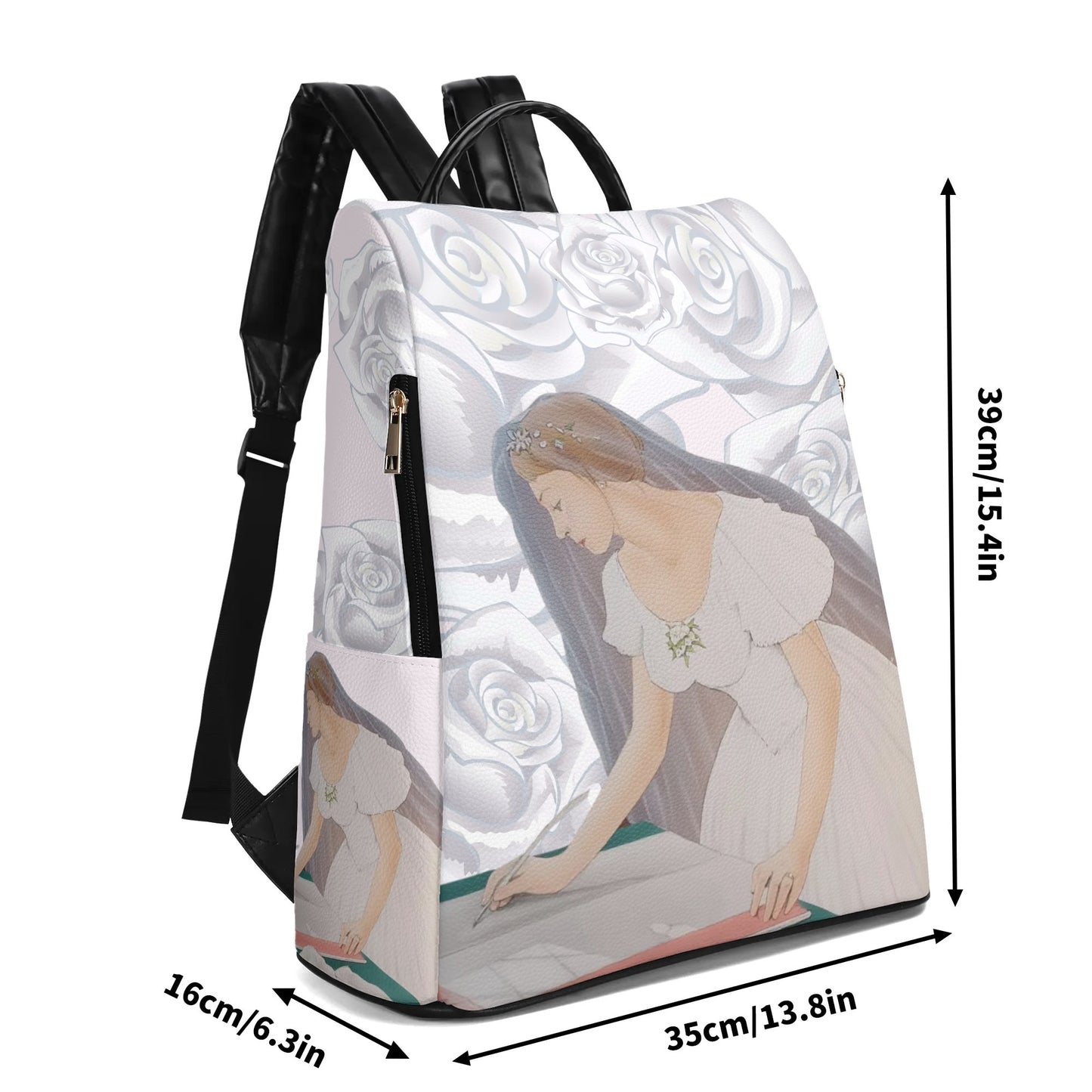 Future Mrs.© Euro Soft PU Daypack Anti-theft Backpack In Cream White Dove Pastel