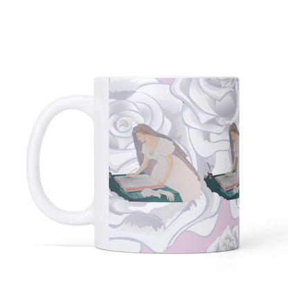 Future Mrs.© White Coffee Mug With White English Roses And Bride